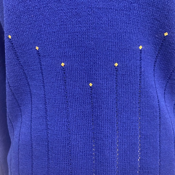 ST. JOHN royal blue long sleeve beaded and unique top. Never worn. NWOT. - Picture 2 of 10